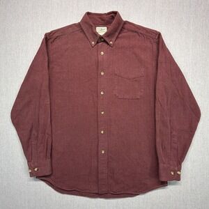 Vintage LL Bean Flannel Shirt Maroon Red Long Sleeve Button Men M 0 WU88